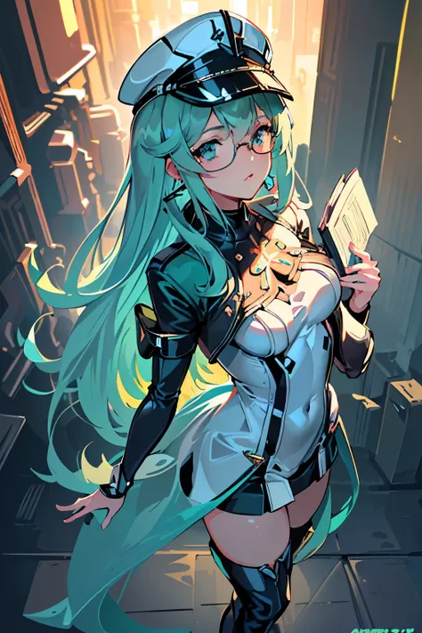 anime, girl, (((1girl))), (((waifu, xenoblade chronicles 2, pneuma waifu))), (((seafoam green hair, long hair))), ((seafoam gree...