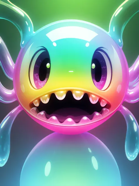 Colorful natural background of bright and happy transparent slime monsters