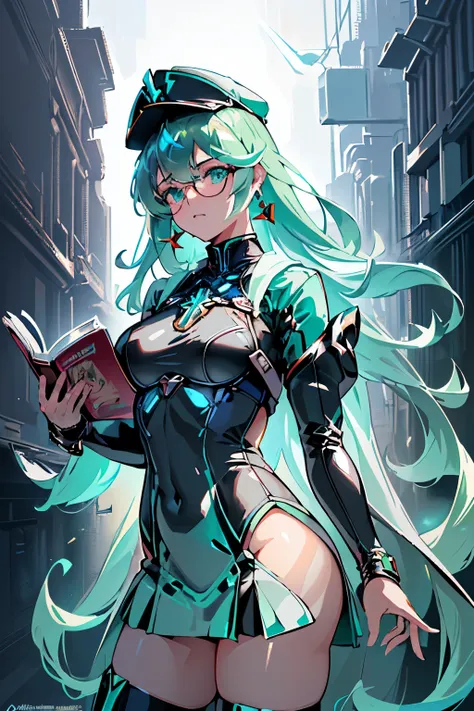 anime, girl, (((1girl))), (((waifu, xenoblade chronicles 2, pneuma waifu))), (((seafoam green hair, long hair))), ((seafoam gree...