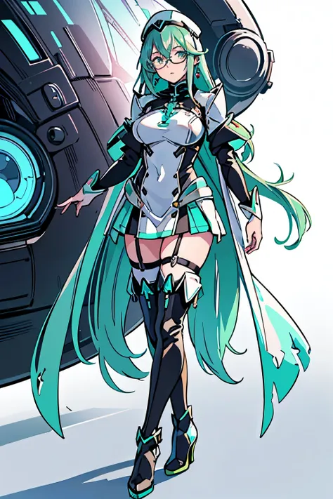 anime, girl, (((1girl))), (((waifu, xenoblade chronicles 2, pneuma waifu))), (((seafoam green hair, long hair))), ((seafoam gree...