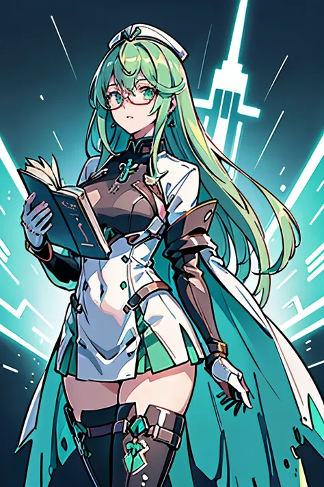 anime, girl, (((1girl))), (((waifu, xenoblade chronicles 2, pneuma waifu))), (((seafoam green hair, long hair))), ((seafoam gree...