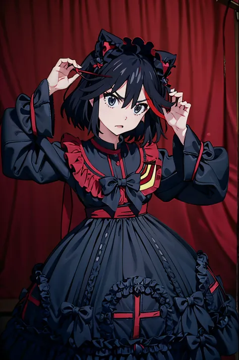 ryuuko matoi cyb dress, frilled dress, frills, gothic, bow, long sleeves