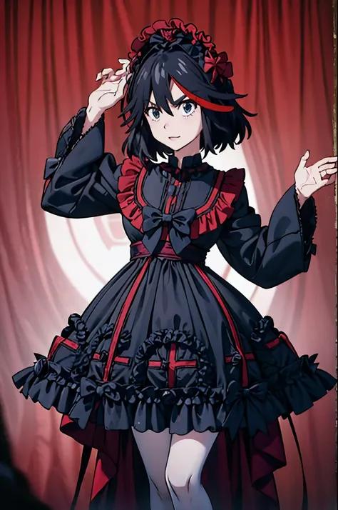 ryuuko matoi cyb dress, frilled dress, frills, gothic, bow, long sleeves