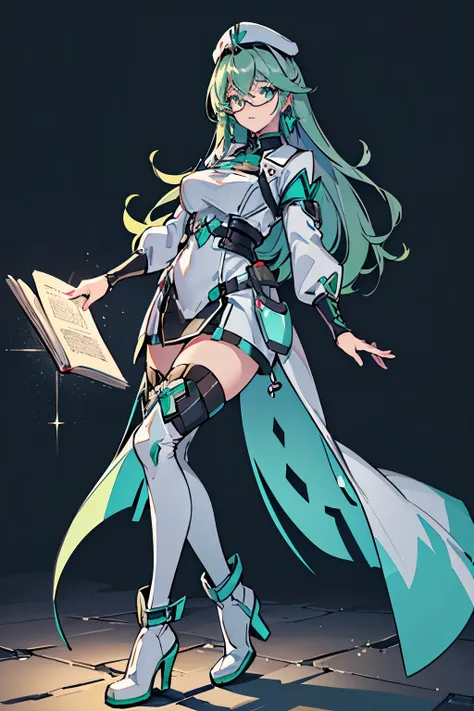 anime, girl, (((1girl))), (((waifu, xenoblade chronicles 2, pneuma waifu))), (((seafoam green hair, long hair))), ((seafoam gree...