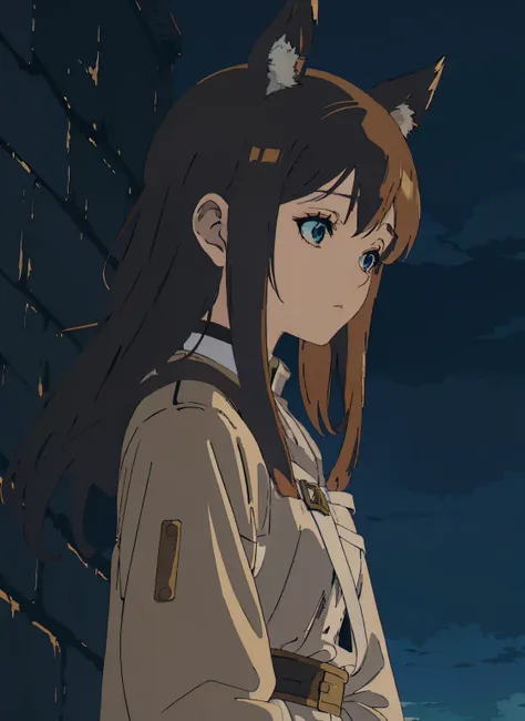 a picture of a video game anime of a woman walking down a set of stairs with a large scale shot of a world below with clouds showing how far down and how much there is in store, front cover of a new video game, break of dawn, Isekai online adventure, Bronz...