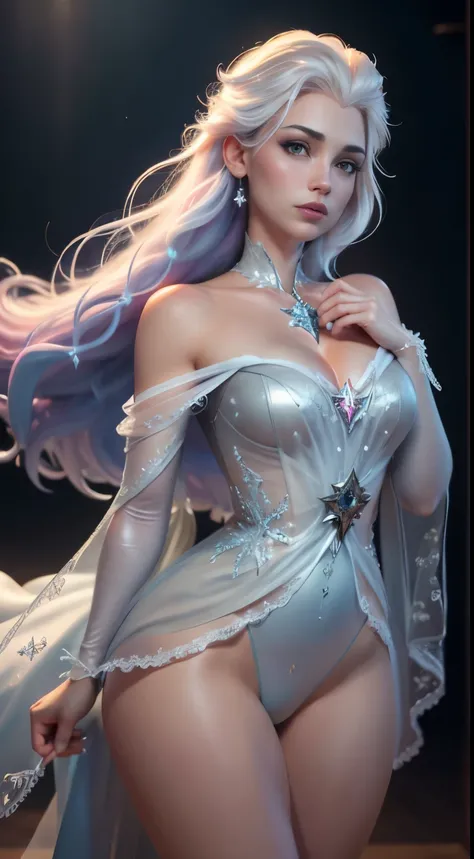 (elsa frozen-rose quartz SU mezclando modelos .) (ultra FUSIÓN) Highly detailed CG unity 8k wallpaper, style shot, complex, high detail, dramatic, highest quality movie still image, very detailed, masterpiece, best quality, character design, Elsa, Elsa fro...