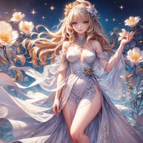 (best quality:1.4),(masterpiece:1.4),ultra-detailed,8K,CG,exquisite,upper body,loneliness,thumb girl,little princess,flowy court dress,garden background,detailed facial features,long curly hair,almond eyes,delicate eye makeup,long fluttering eyelashes,spar...