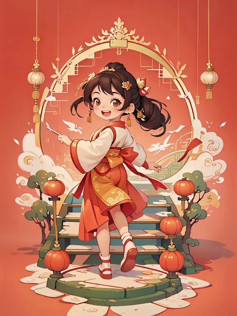 create a series of chinese new year themed greeting cards，（masterpiece)，(best quality)，(official art)，(beauty and aesthetics:1.2...