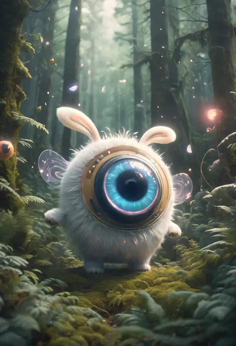 Cute creatures in the forest，super strong radio waves，lightwave，Eye