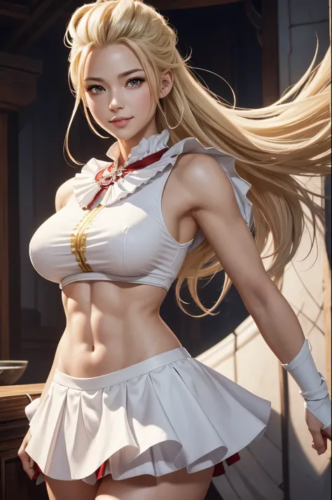 8K,赤と白のguild staffを着た女性がを撮っています, smooth CG art, glossy white skin, 8K high quality detailed art, Photorealistic anime girl rendering, fan art best art station, character is in her natural pose, Beautiful and attractive receptionist woman, elegant smile pos...