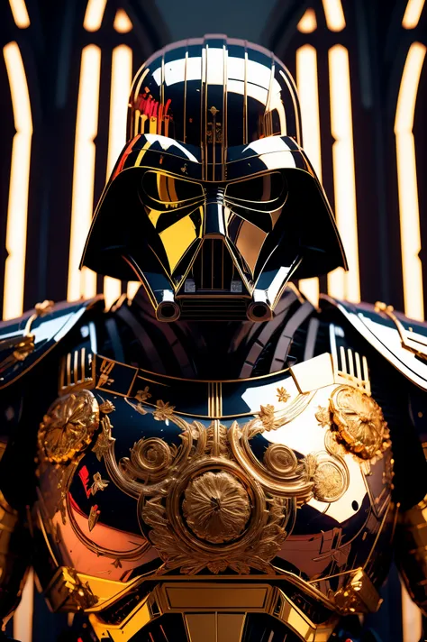 imagine the darth vader gundam in the style of ultra hd animation (roman face plate)