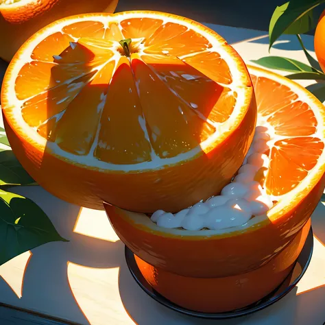 (ultra-detailed,highres:1.2),anime-style orange fruit with perfect shadows in incredible 4k ultra HD quality, vibrant colors, sharp focus, vivid details, professional lighting