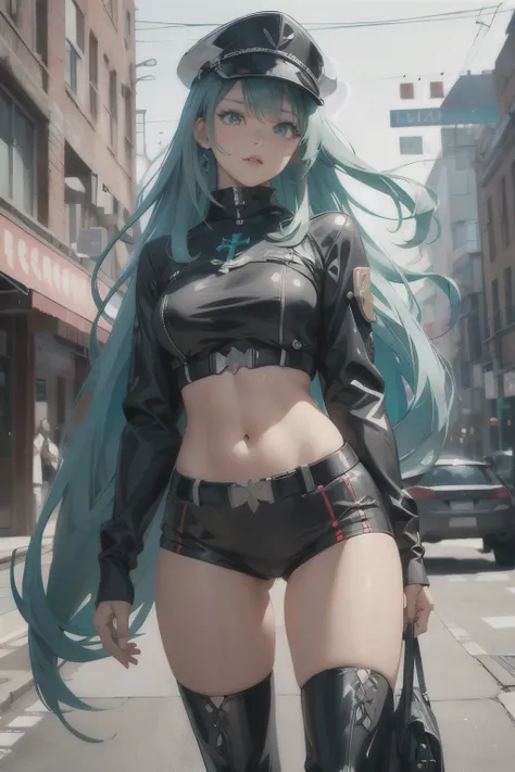 anime, girl, (((1girl))), (((waifu, xenoblade chronicles 2, pneuma waifu))), techwear, (((seafoam green hair, long hair))), ((se...