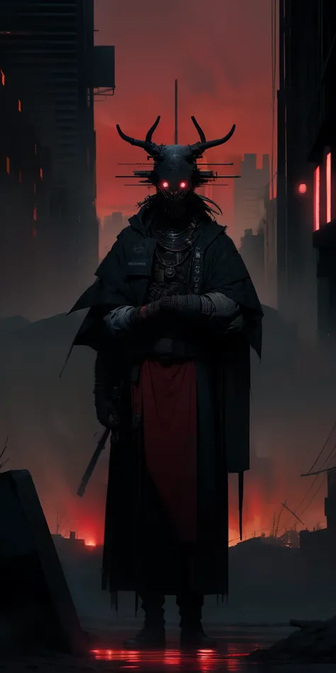 derpd, lethal prison killer in robes, danger, red sky, post apocalypse, prisoner clothes, a giant eye of red light, RED JAIL CLOTHES, Mamluk, slipknot