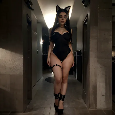 (masterpiece), best quality, expressive eyes, perfect face, (full body view) encuerada chichona billie eilish wearing wolf ears and a wolf tail ploga en el ano inserted deep and uncomfortably in her ano, standing up, she has beautiful jet black hair she ha...