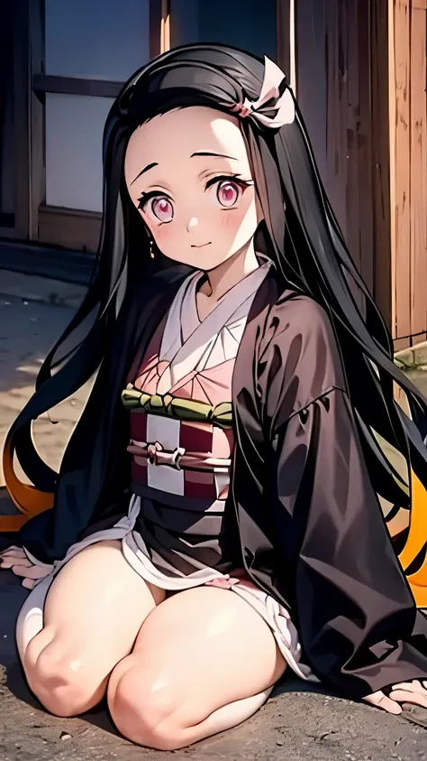 (*K) HD, highest quality, WorKs of masters, High resolution, spread legs、show white panties,1 girl, nezuKo Kamada, ((nezuKo of demon slayer)) super beautiful face, Super beautiful eyes, Super beautiful hair，trendy outfit，magazine cover，sexy and attractive，...