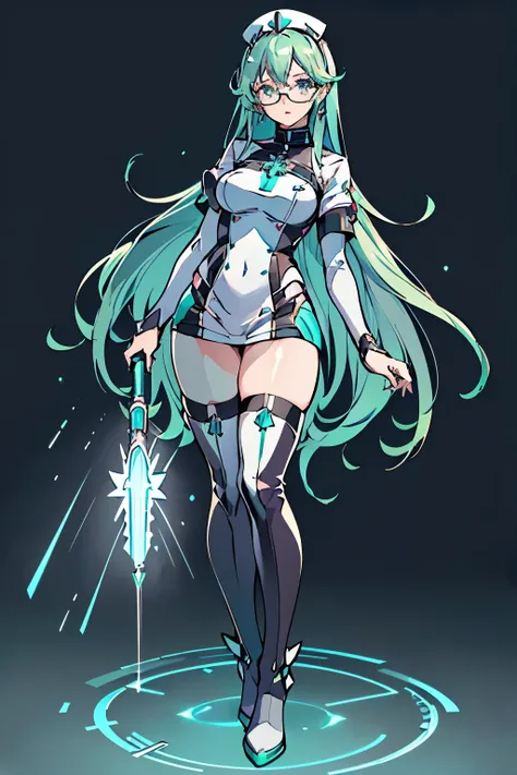 anime, girl, (((1girl))), (((waifu, xenoblade chronicles 2, pneuma waifu))), (((seafoam green hair, long hair))), ((seafoam gree...