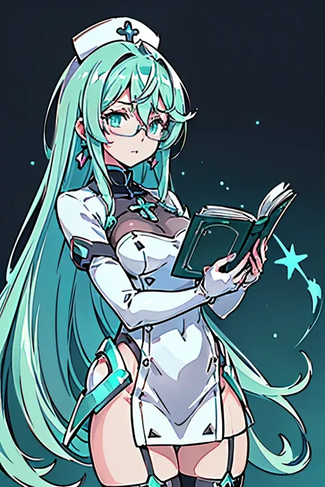 anime, girl, (((1girl))), (((waifu, xenoblade chronicles 2, pneuma waifu))), (((seafoam green hair, long hair))), ((seafoam gree...