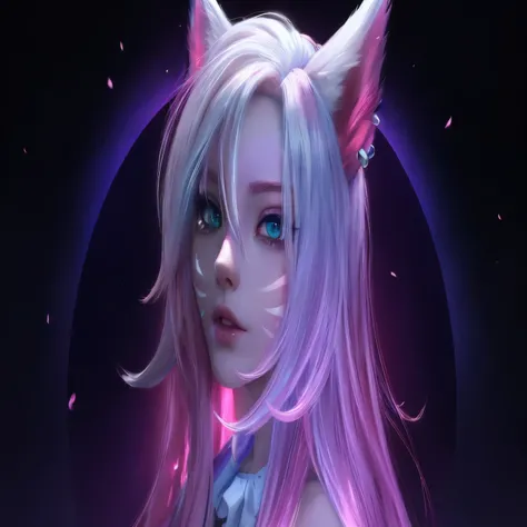 anime girl with pink hair and blue eyes with pink ears, portrait of ahri, seraphine ahri kda, ahri, extremely detailed artgerm, portrait of jinx from arcane, artgerm detailed, attractive cat girl, artgerm portrait, style artgerm, beautiful anime catgirl, b...