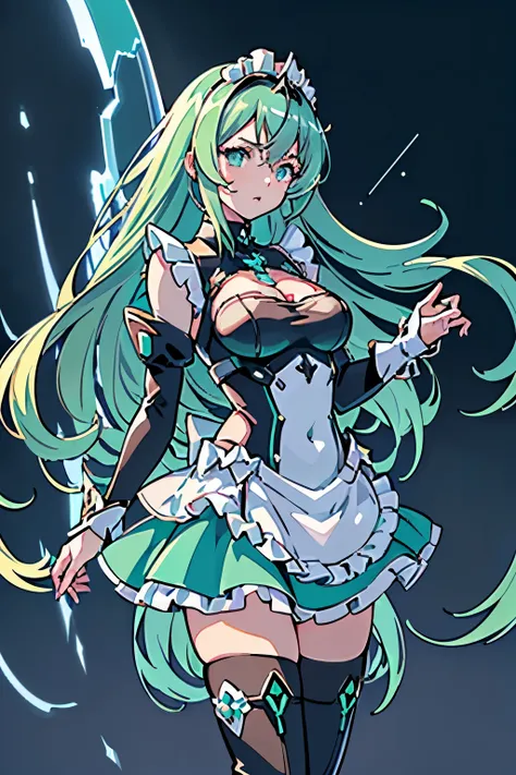 Anime, Girl, (((1girl))), (((Waifu, Xenoblade Chronicles 2, Pneuma Waifu))), (((Seafoam Green Hair, Long Hair))), ((Seafoam Green Eyes eyes:1.3, Upturned Eyes: 1, Perfect Eyes, Beautiful Detailed Eyes, Gradient eyes: 1, Finely Detailed Beautiful Eyes: 1, S...