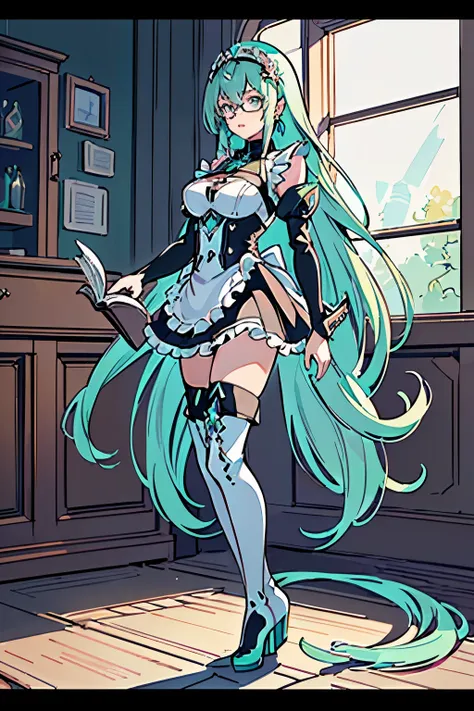 anime, girl, (((1girl))), (((waifu, xenoblade chronicles 2, pneuma waifu))), (((seafoam green hair, long hair))), ((seafoam gree...