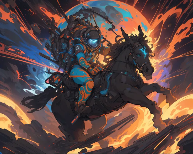 Highly (dynamic:1.2) scene art detailed (Apterus:1.2) cosmonaut on a horse, (fantastic amazing decoration:1.2), abstract beauty, explosive volumetric, Delightful anatomy, (fantastic horror perfect art, 64k ultra hd:1.1), (art by apterus, art by dan mumford...