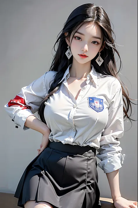 a Korean girl walking in the School, School, a white wall, a gray table, sexy pose,
(((masterpiece))), ((best quality)), ((intricate details)), ((hyper-realistic)), H, milf, mature woman, view, Very detailed, illustration, 1 girl, ((big breasts)), perfect ...