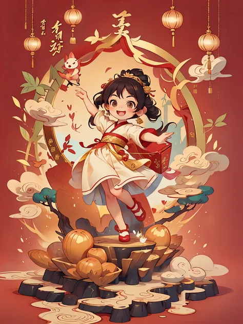 create a series of chinese new year themed greeting cards，（masterpiece)，(best quality)，(official art)，(beauty and aesthetics:1.2...