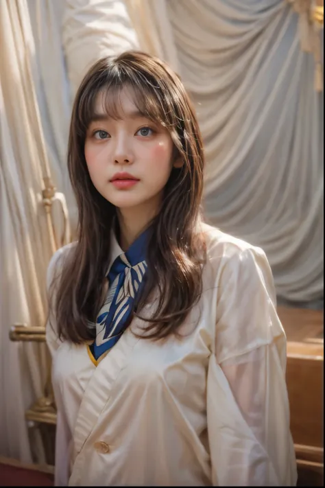 masterpiece、highest quality、cinema、(Detailed both eyes)、(cute japanese woman、bangs:1.3)、23 years old、2 girls、elegant、black hair、(auraroid photo:1.2)、