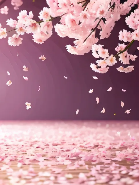 high resolution、fantasy、background pink、cherry blossoms、petals scatter、