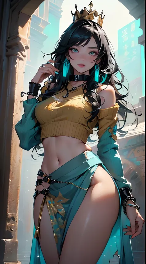 ,((((black hair:1.35,messy hair,Colored inner hair,蓬乱的long hair,black hair,black hair,very long hair,thick hair,thick hair,thick hair,long hair)))),(((turquoise_Eye:1.3))),complex Eye,beautiful detailed Eye,symmetrical Eye,big Eye:1.5,(((shiny skin:1.5,bri...