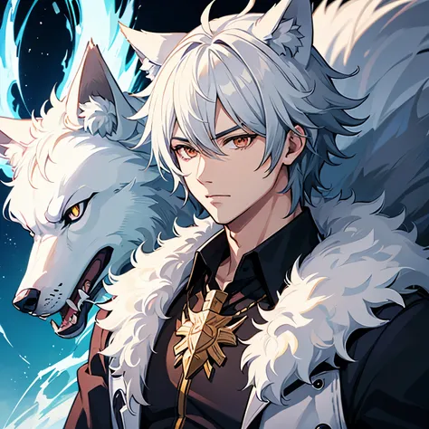 anime handsome boy wolf wolf beastman cool man