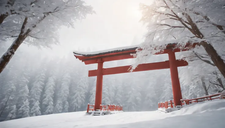 (Highly detailed CG Unity 8K wallpaper、masterpiece、highest quality、Super detailed)、(best lighting、best shadow、very delicate and beautiful)、highest quality、8K、Detailed facial depiction、masterpiece、highest quality、clear image quality、A photo of a red torii g...