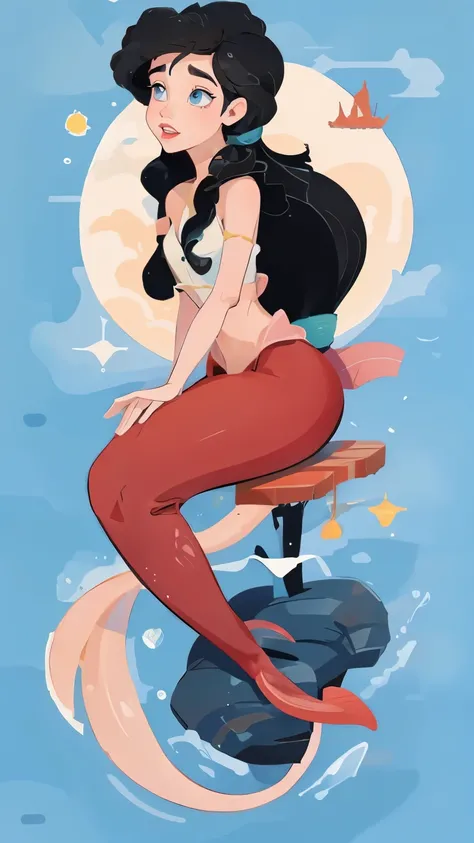 Princess, black hair, Disney,  the little mermaid. Ariel, full body