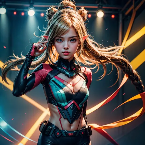 1girl, colerful lighting, deedlit, elf, Blond long Hair, looking at viewer, cute, Portrait, masterpiece meticulously intricate 🎠deep path equirectangular🎡 ultra_high-details extreme improved ultra_high-quality ultra_high-res ultra_photo-realistic optimal ...