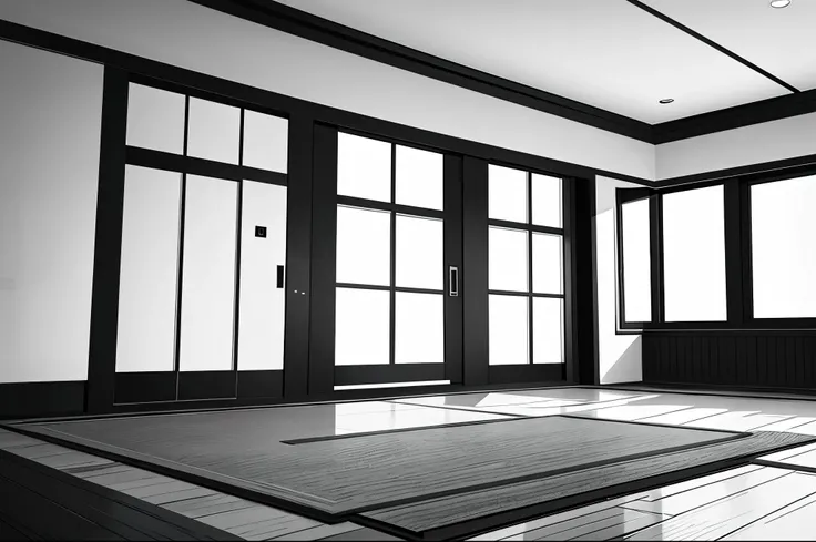 dojo, dojo interior, black and white style