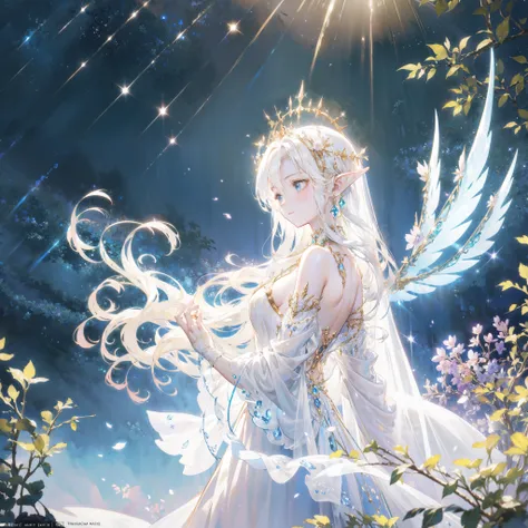 a pixie wearing pixie armor,flying through the magical forest,sparkling fairy dust,floating flower petals,majestic sunlight filtering,beautifully textured foliage,enchanted glowing mushrooms,twinkling stars,surreal atmosphere,breathtaking scenery,whimsical...