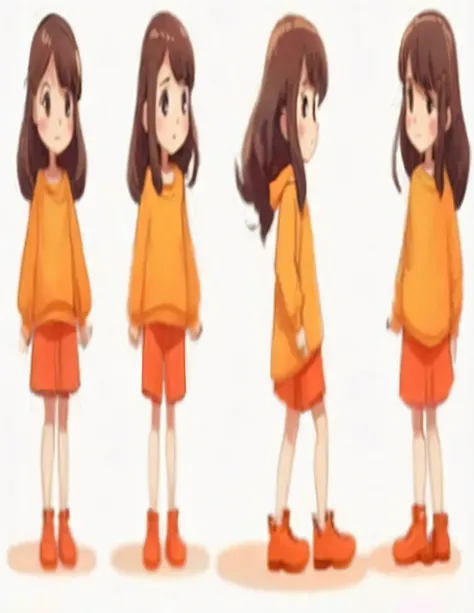 make an image of a cartoon girl as shown in the given image