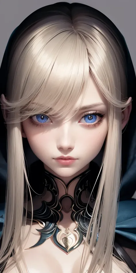 anime style、one person１８Beautiful woman of age、Moisturizing and beautiful eyes、ciri、picture、androgynous hunnuman、oval jaw、delicate features、beautiful expression、beautiful blonde hair、long bangs、long ponytail、Blue eyes with a beautiful glow、LDS Art,Fashion ...