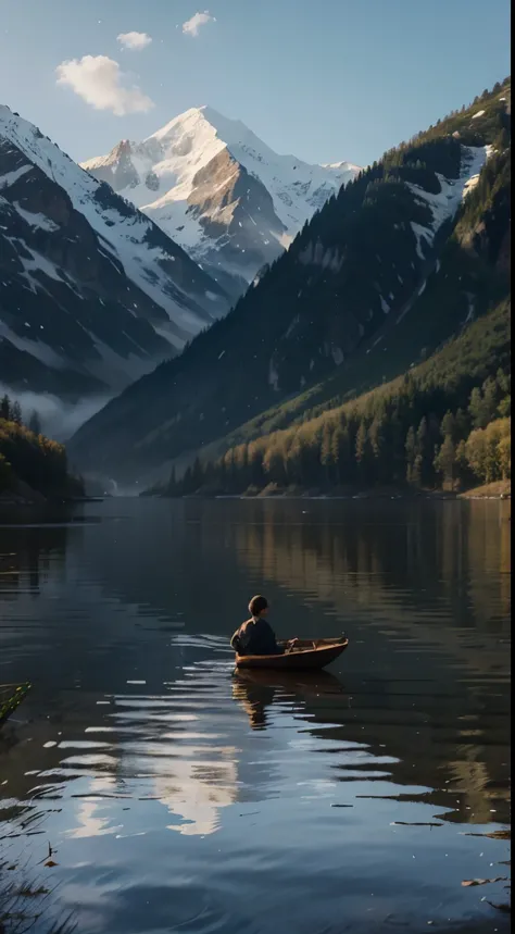 Caucasus, illustratio：Jacob of Ruisdale, nature elements,floating object,Dreamlike,Tranquil environment,by chance,Ethereal beauty,Resonance of joy,Spiritual awakening