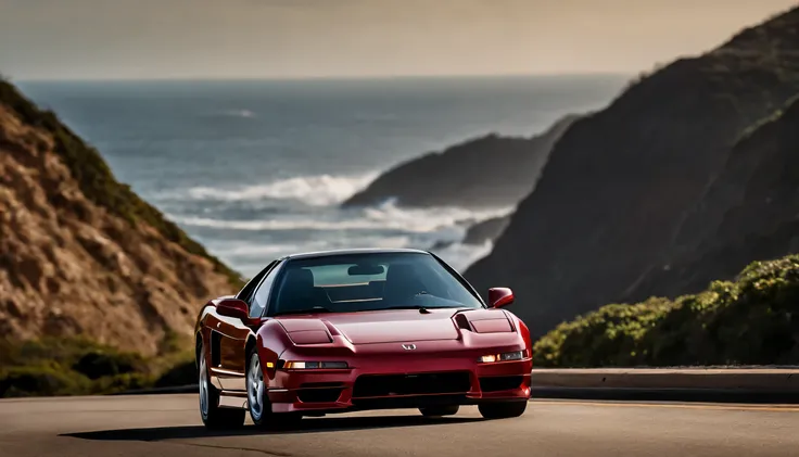 Image: The 1991 Acura NSX cruising along a picturesque coastal highway with cliffs and waves, showcasing its sleek and modern appearance.
Focus: Highlight the NSXs innovative design against the breathtaking beauty of the ocean.