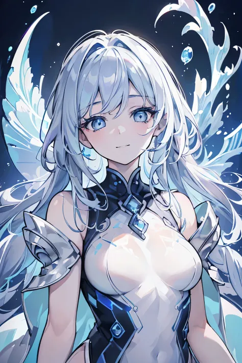 masterpiece, best quality, ((1 Girl)), (colorful),(finely detailed beautiful eyes and detailed face),cinematic lighting,extremely detailed CG unity 8k wallpaper, (light theme:1.6), blue Overcoat, grey hair and ((blue eyes)), blue enviroment, ice, girl, age...