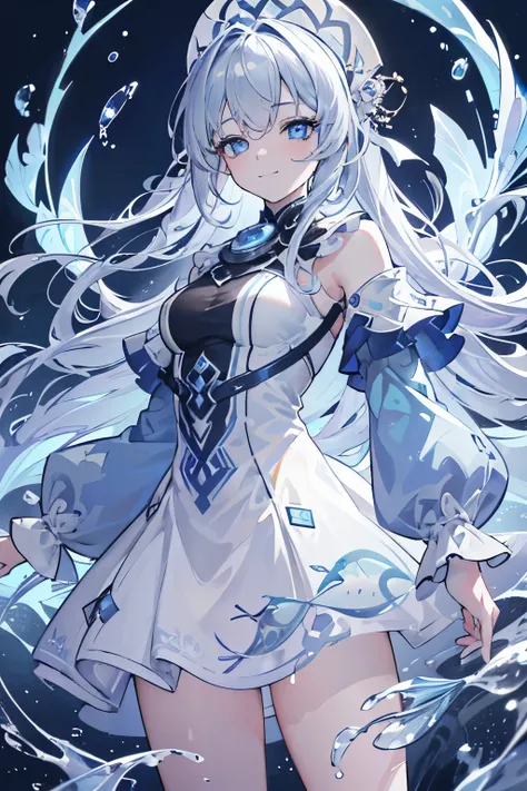 masterpiece, best quality, ((1 Girl)), (colorful),(finely detailed beautiful eyes and detailed face),cinematic lighting,extremely detailed CG unity 8k wallpaper, (light theme:1.6), blue Overcoat, grey hair and ((blue eyes)), blue enviroment, ice, girl, age...