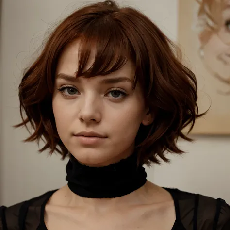 Une Fille , avec des cheveux roux et des yeux noir 