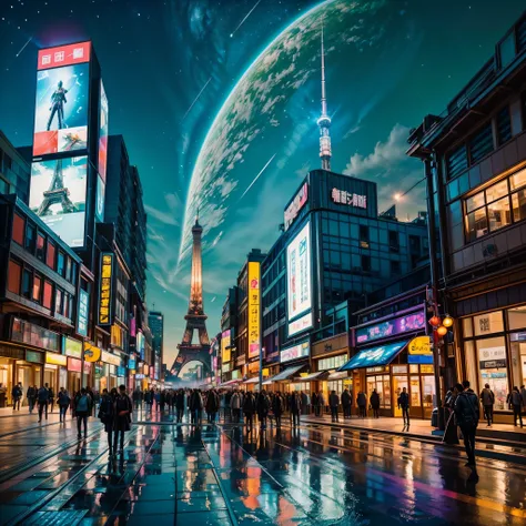 nebulae hyper Nebula starry_sky Moonset epic moonrise spacious moonshine In this futuristic Eiffel of a city at night，We were taken into a city full of technology and innovation。Tall skyscrapers glow with neon lights in the night sky，Forming a series of co...