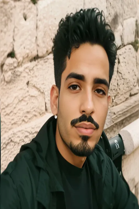 homem arafiado com bigode e camisa preta sentado em frente a uma parede, profile picture with headshot, jovem grego, Ahmed Merheb, twitch streamer / jogador ludwig, Shabab Alizadeh, taken at the beginning of 2020, Mohammed Chahin, Riyad Cassiem, aykut aydo...