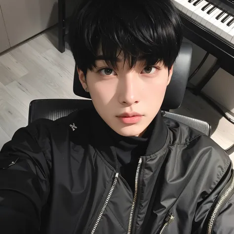 Hombre arafed con una chaqueta negra sentado frente a un piano., Jinyoung Shin, kim doyoung, cai xukun, pintar ulzzang, Won Bin Lee, hyung tae, hong junio hyung, jungkook, Jung Jaehyun, inspirado en jeonseok lee, TaeJune Kim, jaeyeon nam, sakimichan, ulzza...