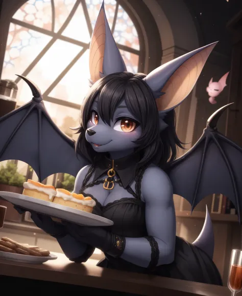 UHD 8k, HDR+, cute female fruit_bat, intricately detailed, bat_ears