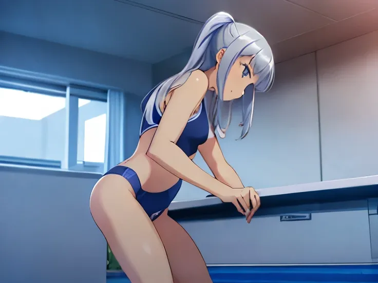 nsfw,game cg,anime,dark blue school swimsuit,,clothing aside,woman on top,1girl,vaginal sex,com in pussy,,,,,,