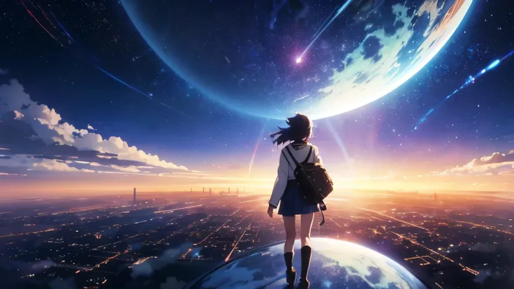 Anime - beautiful sky style scene with stars and planets, space sky. by makoto shinkai, anime art wallpaper 4k, anime art wallpaper 4k, anime art wallpaper 8k, anime wallpaper 4k, anime wallpaper 4k, 4k anime wallpaper, anime sky, awesome wallpaper, anime ...